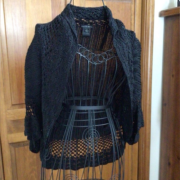 Lafayette 148 New York Viscose Knit Shrug, Black, Small - Picture 3 of 8